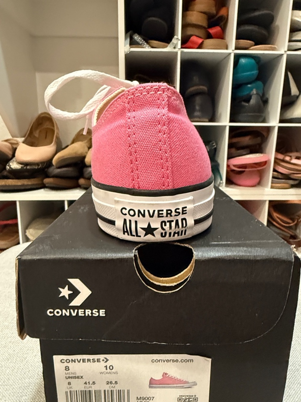 Converse Low Top Sneakers in Bright Pink and White - Picture 2 of 5